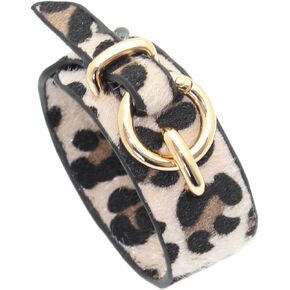 Punk Rock Leopard Pattern Wide Pu Leather Adjustable Cuff Bracelet