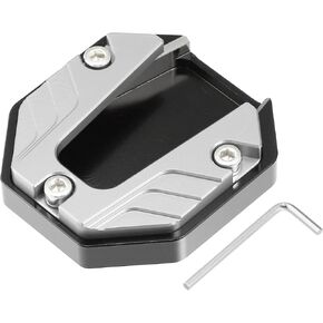 X AUTOHAUX Universal Motorcycle Kickstand Pad CNC Side Stand Foot Extension Support Plate Silver Tone