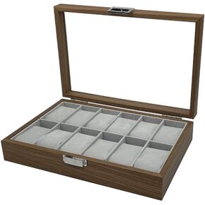 Watch Box for Men， 3 Slot Watch Case Organizer with Glass Display Top