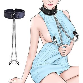 Nipple Clamp Adjustable Pressure Body Chains Necklace Nipple Clips Non Piercing with Necklace Body Jewelry for Women Men Faux Body Jewelry