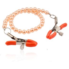 Pearl Nipple Clamps Faux Body Piercing Jewelry Nipple Clamps with Chain Necklace Nipple Clips for Women Non Piercing Adjustable Non Pierced Body Chain Jewelery