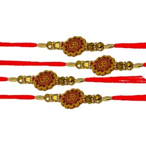 Rakhi for Brothers Om printed Rakhi With Beads design Rakhi Bracelet Multi Design Beads And Assorted Color for Bhaiya - Set of 4