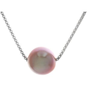 Freshwater Pearl Pendant Necklace - Floating Pearl Necklace for Women - Rhodium Plated Sterling Silver Necklace - Real Pearl Necklace - Timeless Pearl Jewelry for Women - 10.5MM Pearl
