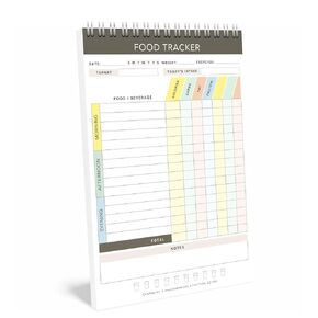 Cora Kate Food Journal Diary, 5.5 x 8.5 Calorie Counter Book, 50-Page Double-Sided Spiral Bound Meal Tracker for Tracking Calories, Carbs, Fat, Protein, Calorie Tracker, Food Log for Diet & Nutrition