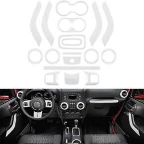 E-cowlboy 18 PCS Full Set Interior Decoration Trim Kit Steering Wheel Center Console Door Handle Air Conditioning Vent Cup Holder Gear Cover Trim for Jeep Wrangler JK JKU 2011-2018 4-Door (Red)