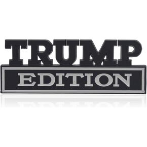 Universal Trump Edition Emblem Sticker Replacement Car Truck SUV Compatible with Ford F150 Jeep Dodger Chevrolet Badge Tailgate Badge Front Grille Hood Trunk (Silver+Red)