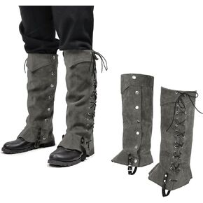 Medieval Leg Covers Slim Fit Pirate Renaissance Faux Leather Steampunk Costume for Boots
