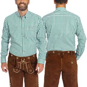 قمصان BAVARIA TRACHTEN German Oktoberfest للرجال - قميص Lederhosen الألماني الأصيل للرجال - القميص البافاري الأصلي لزي Lederhosen - أحمر مربعات - كلاسيكي - مقاس L in Kuwait