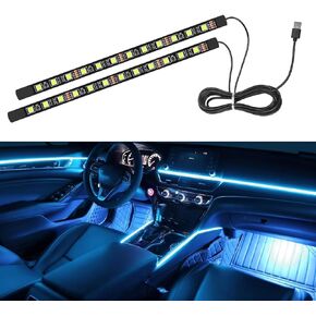 Interior Car Light,Car LED Ambient Lighting Strip Light Neon Interior Atmosphere Lights, 12V USB Port Auto Interior Under Dash Floor Ambient Night Light Decorative Lamp (USB+Blue)