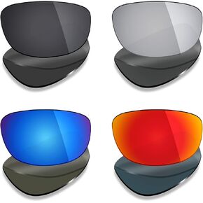 Mryok 4 Pair Polarized Replacement Lenses for Oakley Pit Boss 2 Sunglass - Stealth Black/Fire Red/Ice Blue/Silver Titanium