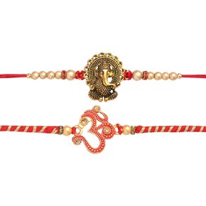 Set Of 2 Raksha Bhandan Handmade Rakhi Bracelet With Stone Work Kundan Design For Brother Bhaiya Celebration Hindu Festival of Rakshabandhan