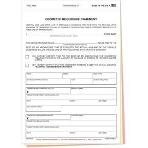 Odometer Disclosure Statement - 3-Part (100 Per Pack)
