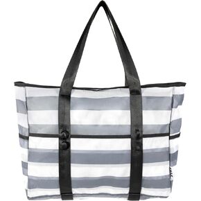 KUAK Beach Bag, Extra Large Colorful Mesh Beach Tote Shoulder Bags with Zipper, 9 Pockets for Grocery Pool Family Vacation