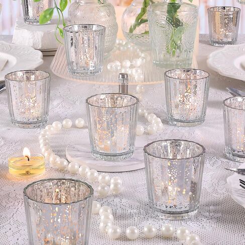 36pcs Blue Votive Candle Holders, Mercury Glass Tea Light Candle Holders for Centerpiece Table Decorations, Blue Candle Holders for Wedding Decor, Home Decor, Baby Shower and Party Decor in Saudi Arabia