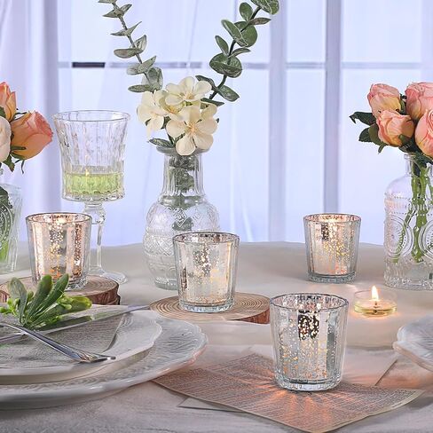 36pcs Blue Votive Candle Holders, Mercury Glass Tea Light Candle Holders for Centerpiece Table Decorations, Blue Candle Holders for Wedding Decor, Home Decor, Baby Shower and Party Decor in Saudi Arabia