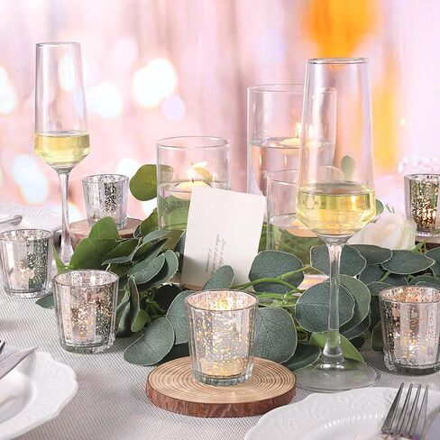 36pcs Blue Votive Candle Holders, Mercury Glass Tea Light Candle Holders for Centerpiece Table Decorations, Blue Candle Holders for Wedding Decor, Home Decor, Baby Shower and Party Decor in Saudi Arabia
