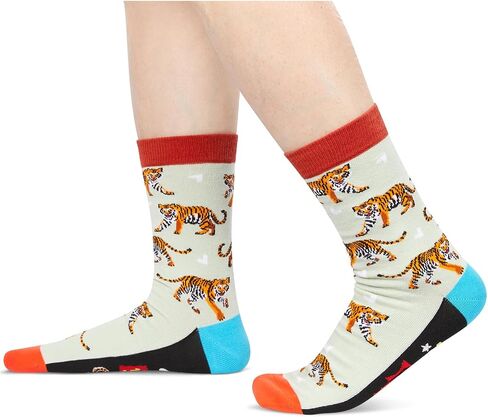 HAPPYPOP Wild Animal Socks For Men Women; Owl Tiger Koala Gifts, Owl Tiger Cheetah Socks in Saudi Arabia