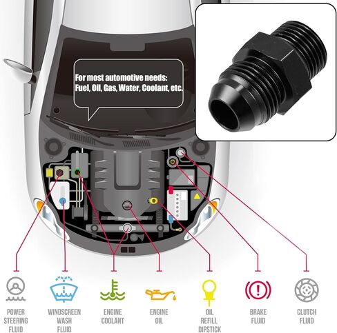 X AUTOHAUX 2 قطعة أسود 8AN ذكر إلى M14 x 1.5 مم ذكر متري خيط تركيب محول مضيئة الاتحاد المقرنة خط زيت الوقود خرطوم نهاية سبائك الألومنيوم المناسب للسيارة in Saudi Arabia