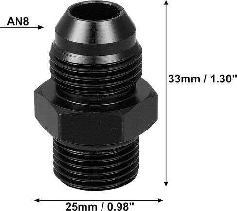 X AUTOHAUX 2 قطعة أسود 8AN ذكر إلى M14 x 1.5 مم ذكر متري خيط تركيب محول مضيئة الاتحاد المقرنة خط زيت الوقود خرطوم نهاية سبائك الألومنيوم المناسب للسيارة in Saudi Arabia