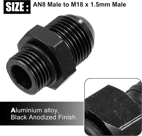 X AUTOHAUX 2 قطعة أسود 8AN ذكر إلى M14 x 1.5 مم ذكر متري خيط تركيب محول مضيئة الاتحاد المقرنة خط زيت الوقود خرطوم نهاية سبائك الألومنيوم المناسب للسيارة in Saudi Arabia