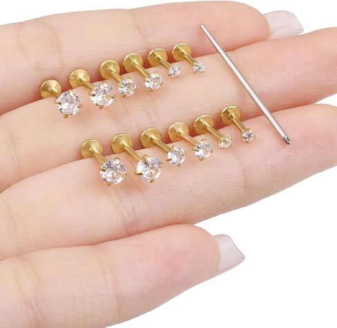 16 جرام الشفاه Labret ميدوسا ثقب المجوهرات داخليا الخيوط الجراحية الصلب محارة ثقب المجوهرات مونرو الشفاه خواتم مختلفة الحجم الغضروف مسمار اللولب القرط مسمار شريط طول 6 مللي متر 8 مللي متر 10 مللي متر in Kuwait
