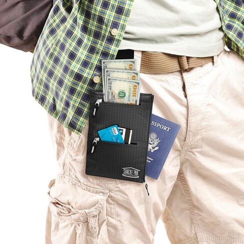 Shacke Hidden Travel Belt Wallet w/RFID Blocker (Black with Black Strap) in Kuwait