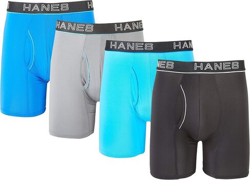 ملابس داخلية بوكسر للرجال من Hanes، ملابس داخلية شبكية مريحة وخفيفة الوزن للغاية، 4 قطع in Saudi Arabia