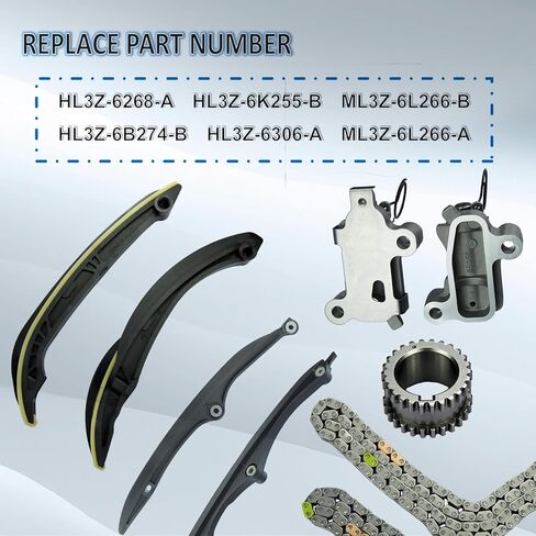 مجموعة سلسلة التوقيت HL3Z6268A متوافقة مع 2017-2021 Ford Expedition F150 Lincoln Navigator 3.5L Turbo V6 DOHC، HL3Z-6268-A، HL3Z-6K255-A، HL3Z-6K255-B، HL3Z-6B274-A in Kuwait