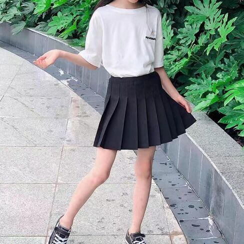 TTYAOVO Girl Skort Mini Flare Plain Pleated Skater Skirt Shool Uniform in Kuwait