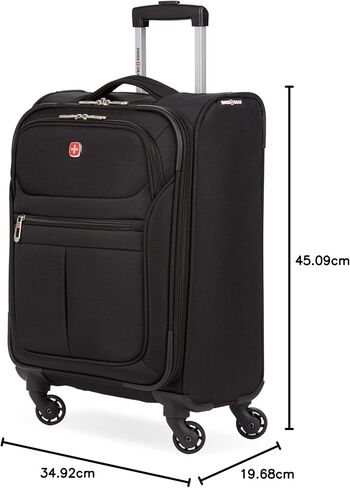 SwissGear 4010 Softside Luggage with Spinner Wheels, Black, 3-Piece Set (18/23/27) in Kuwait