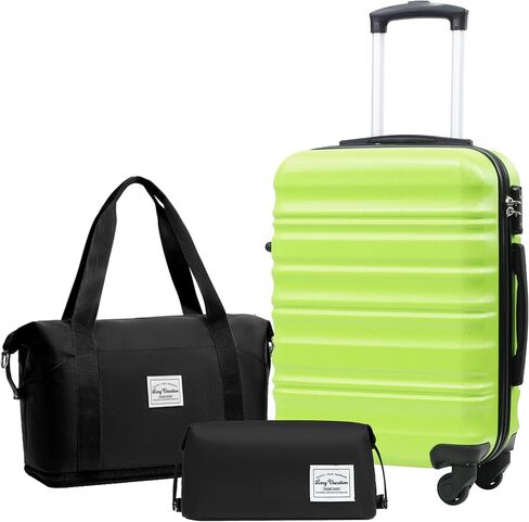 LONG VACATION Luggage Set 4 Piece Luggage ABS hardshell TSA Lock Spinner Wheels Luggage Carry on Suitcase (APPLE GREEN, 6 piece set) in Kuwait