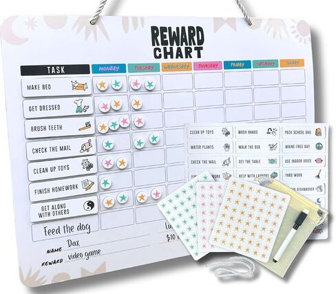 Magnetic Behavior Chore Chart for Kids! Premium quality| Modern Minimal | Use for up to 3 Kids! Gift Reward Visual Schedule Chart - Dry and Erase Routine and Responsibility in Saudi Arabia
