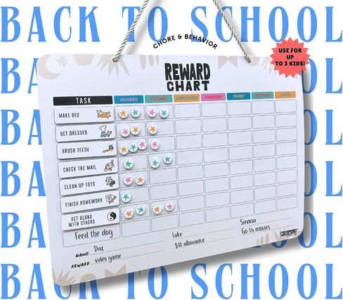 Magnetic Behavior Chore Chart for Kids! Premium quality| Modern Minimal | Use for up to 3 Kids! Gift Reward Visual Schedule Chart - Dry and Erase Routine and Responsibility in Saudi Arabia