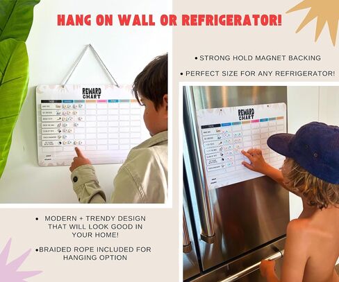 Magnetic Behavior Chore Chart for Kids! Premium quality| Modern Minimal | Use for up to 3 Kids! Gift Reward Visual Schedule Chart - Dry and Erase Routine and Responsibility in Saudi Arabia