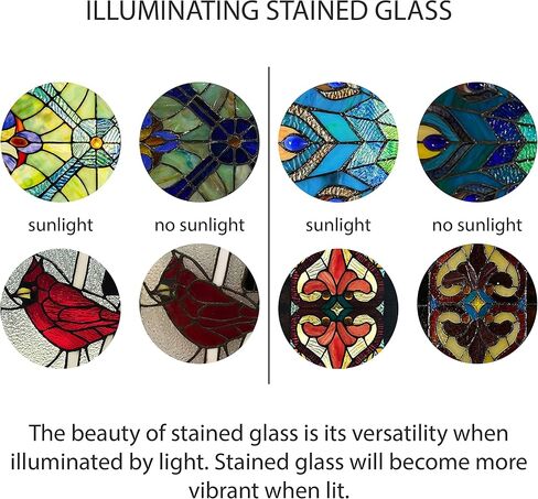 لوحة نافذة RIVER OF GOODS مقاس 12.75 بوصة ارتفاعًا - زجاج ملون مستدير - عناصر أرضية - معلقة كبيرة لالتقاط أشعة الشمس، متعددة الألوان in Kuwait