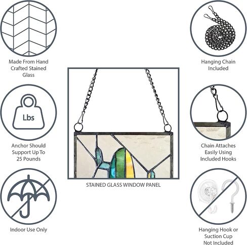 لوحة نافذة RIVER OF GOODS مقاس 12.75 بوصة ارتفاعًا - زجاج ملون مستدير - عناصر أرضية - معلقة كبيرة لالتقاط أشعة الشمس، متعددة الألوان in Kuwait