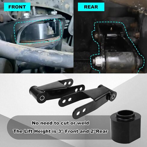 RYANSTAR RACING 3" Front 2" Rear Leveling Lift Kit Compatible with JEEP Cherokee XJ 2WD 4WD 1984-2001 3" Front Lift Spring Spacers & 2" Rear Lift Shackles Full Leveling Suspension Lift Kit in Saudi Arabia