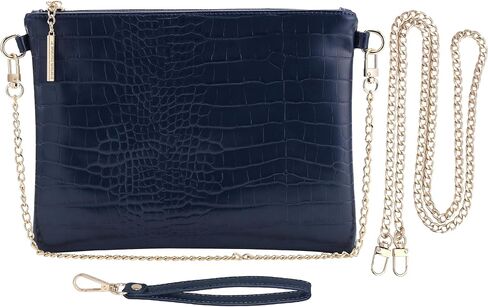 B BRENTANO Vegan Clutch Bag Pouch with removable wristlet and two size metal chain in Kuwait