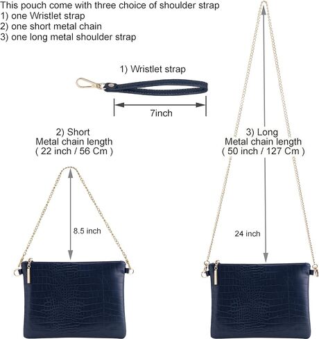 B BRENTANO Vegan Clutch Bag Pouch with removable wristlet and two size metal chain in Kuwait