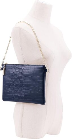 B BRENTANO Vegan Clutch Bag Pouch with removable wristlet and two size metal chain in Kuwait