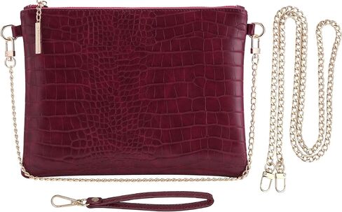 B BRENTANO Vegan Clutch Bag Pouch with removable wristlet and two size metal chain in Kuwait