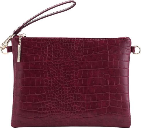 B BRENTANO Vegan Clutch Bag Pouch with removable wristlet and two size metal chain in Kuwait