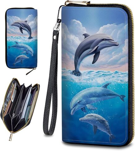 Wristlet Wallets For Women With Card Holder Zipper Pocket,Slim PU Leather Cute women's Wristlet Wallet Clutch For Women Girls,Sunset Flamingo in Kuwait