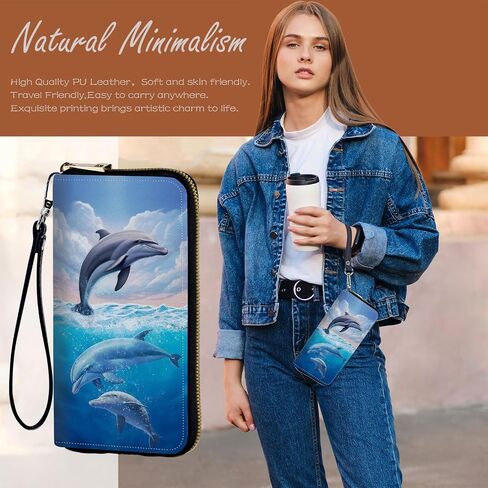 Wristlet Wallets For Women With Card Holder Zipper Pocket,Slim PU Leather Cute women's Wristlet Wallet Clutch For Women Girls,Sunset Flamingo in Kuwait
