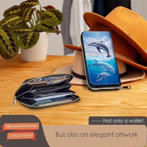 Wristlet Wallets For Women With Card Holder Zipper Pocket,Slim PU Leather Cute women's Wristlet Wallet Clutch For Women Girls,Sunset Flamingo in Kuwait