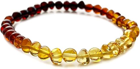 Exceptional Colors of Amber Bracelet for Woman Red, Blue and Green - amber stone jewelry, 100% Genuine, HandMade from Caribbean Baroque Beads - 7" / 18cm (Blue - Azura) in Saudi Arabia