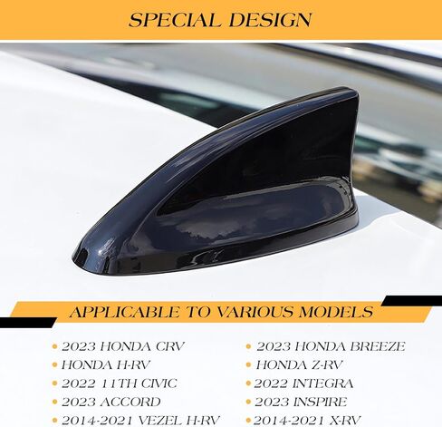 زعانف سمك القرش لسقف السيارة مصممة للجيل الحادي عشر من سيفيك هوندا، غطاء علوي لزعانف القرش، ملحق سيارة أنيق، ملصق تزيين خارجي (ناعم، أسود) in Kuwait