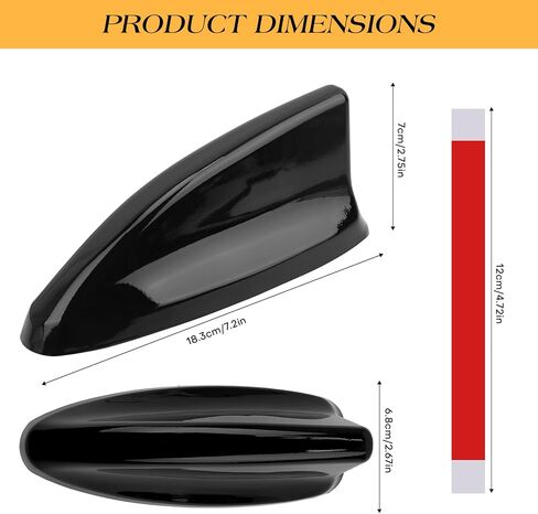 زعانف سمك القرش لسقف السيارة مصممة للجيل الحادي عشر من سيفيك هوندا، غطاء علوي لزعانف القرش، ملحق سيارة أنيق، ملصق تزيين خارجي (ناعم، أسود) in Kuwait