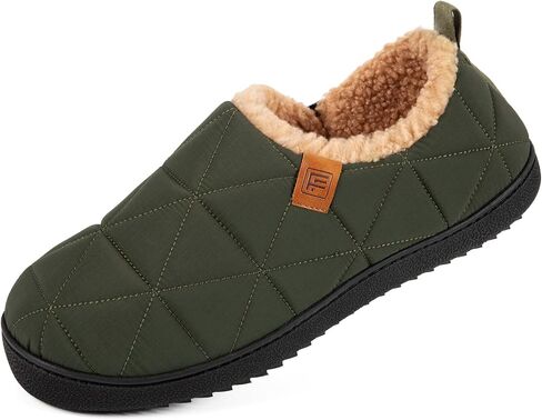 FamilyFairy Mens Warm Slippers Quilted Nylon Memory Foam House Shoes Indoor Outdoor with Non-Slip Sole in Saudi Arabia