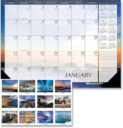 House of Doolittle 2024 Monthly Desk Pad Calendar, Earthscapes Seascapes, 22 x 17 inches, January - December (HOD138-24) in Saudi Arabia
